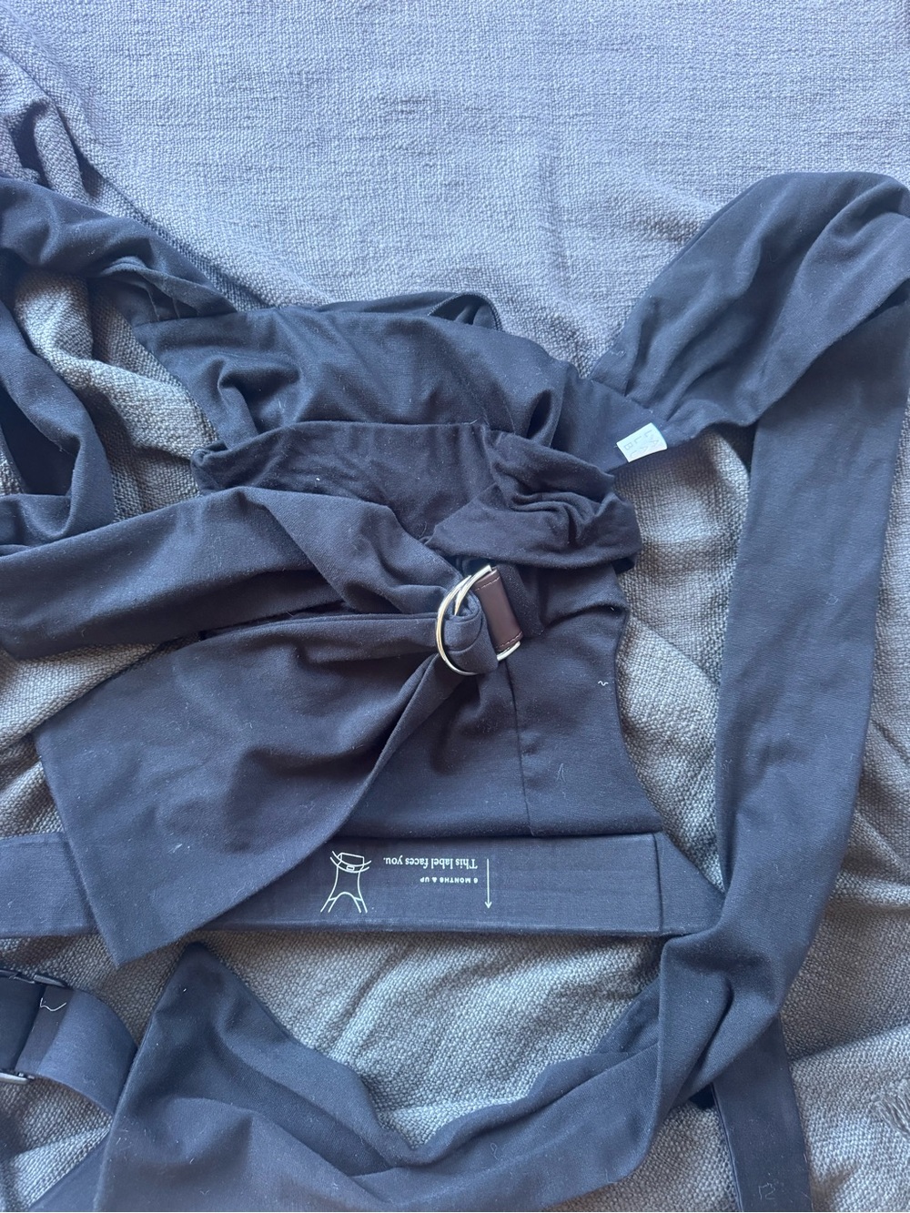 Black Kids Wrap Top with D-Ring Detail